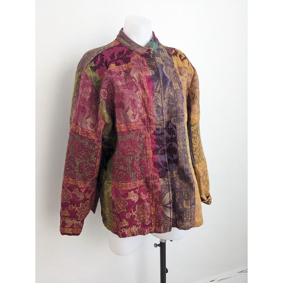Drapers & Damons Size Large Patchwork Tribal Floral Tapestry Hippie Jacket - Picture 3 of 12